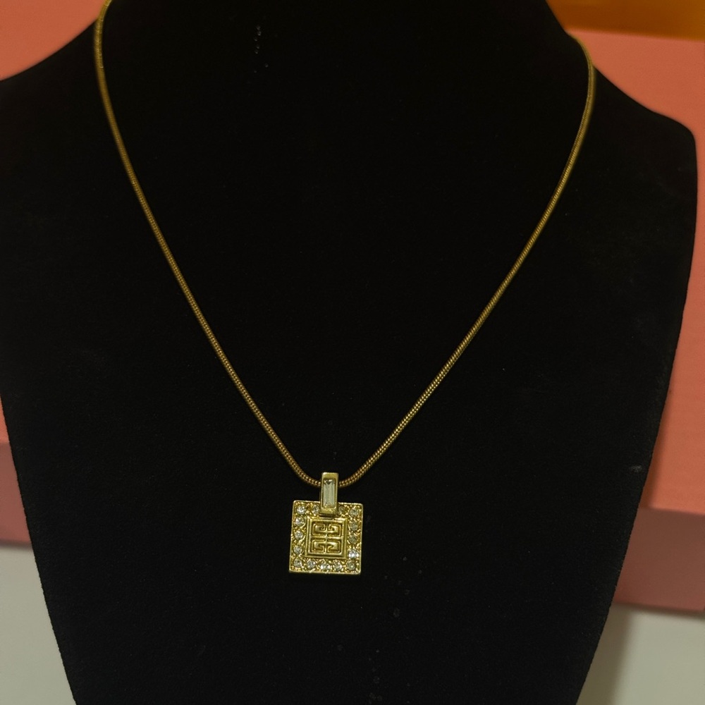 Givenchy Gold and Silver Square Pendant Necklace - Picture 2 of 14